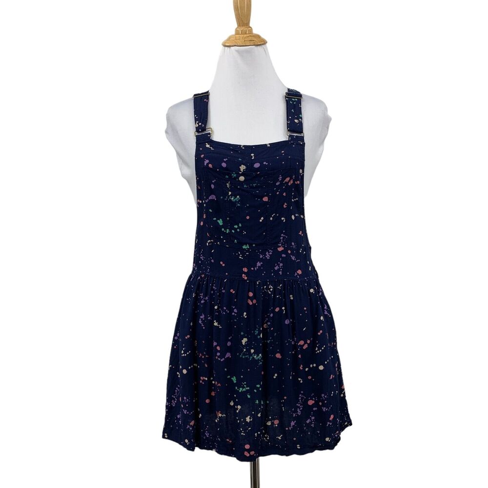 American Eagle Paint Splatter Romper Dress Women XS Extra Small Racerback Zip Up